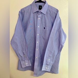 US Polo Assn Shirt Mens Large Red Blue White Plaid Long Sleeve Button Shirt